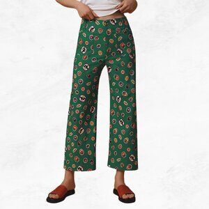 Maeve Green Wide-Leg Printed Pants